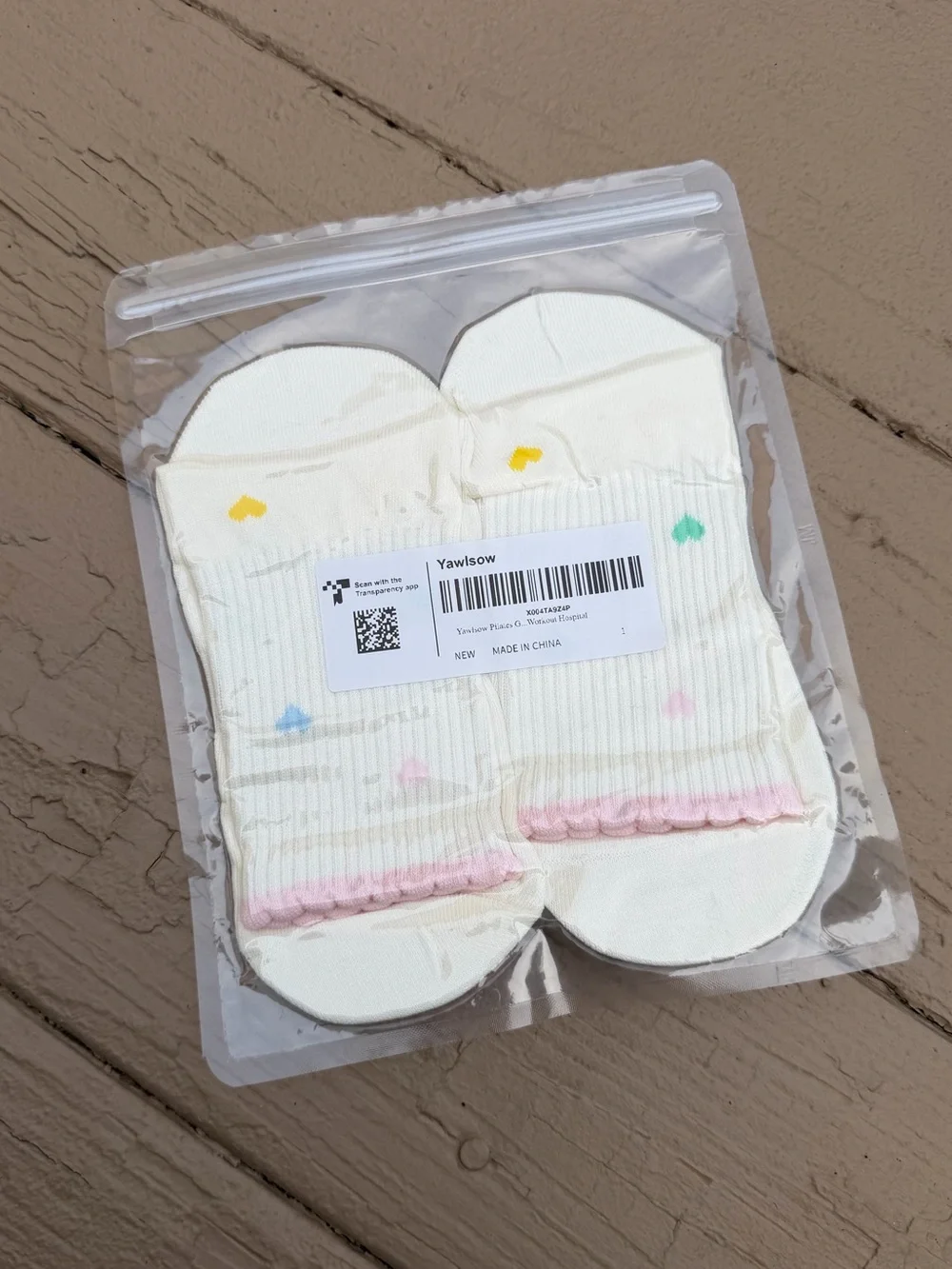 NWT Grip Socks with Pastel Hearts for Barre/Pilates